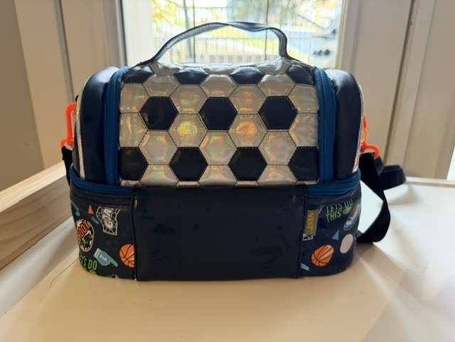 Kids Double Decker Cooler Insulated Lunch Bag (Soccer themed)