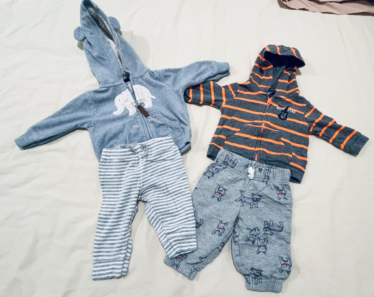 Carter’s Hoodie and Pants 5-pair Combo 0-3 months, Kids 3 Month (0-3M)