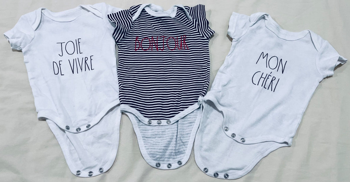 Rae Dunn 3-pack diaper shirts 6 months, Kids 6 Month (3-6M)