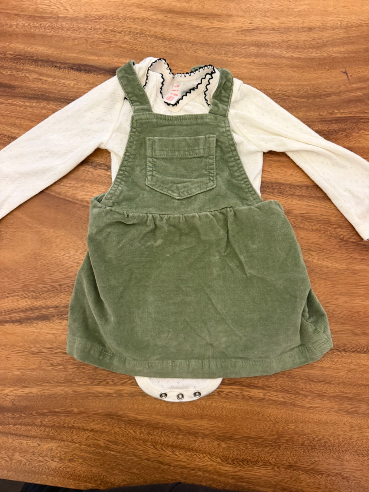 Joe Fresh green corduroy dress and onesie, Kids 12 Month (9-12M)