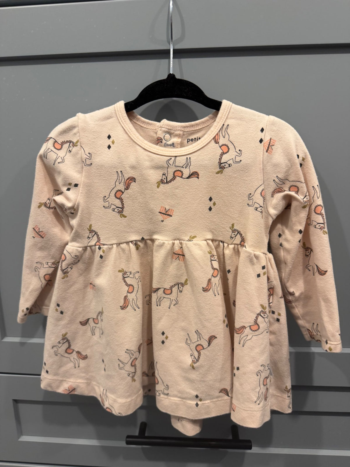 Petit Lem pink circus horse dress/top, Kids 12 Month (9-12M)