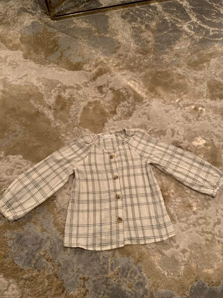 Zara size8 cream and black square blouse, Kids 7 & 8 (small)