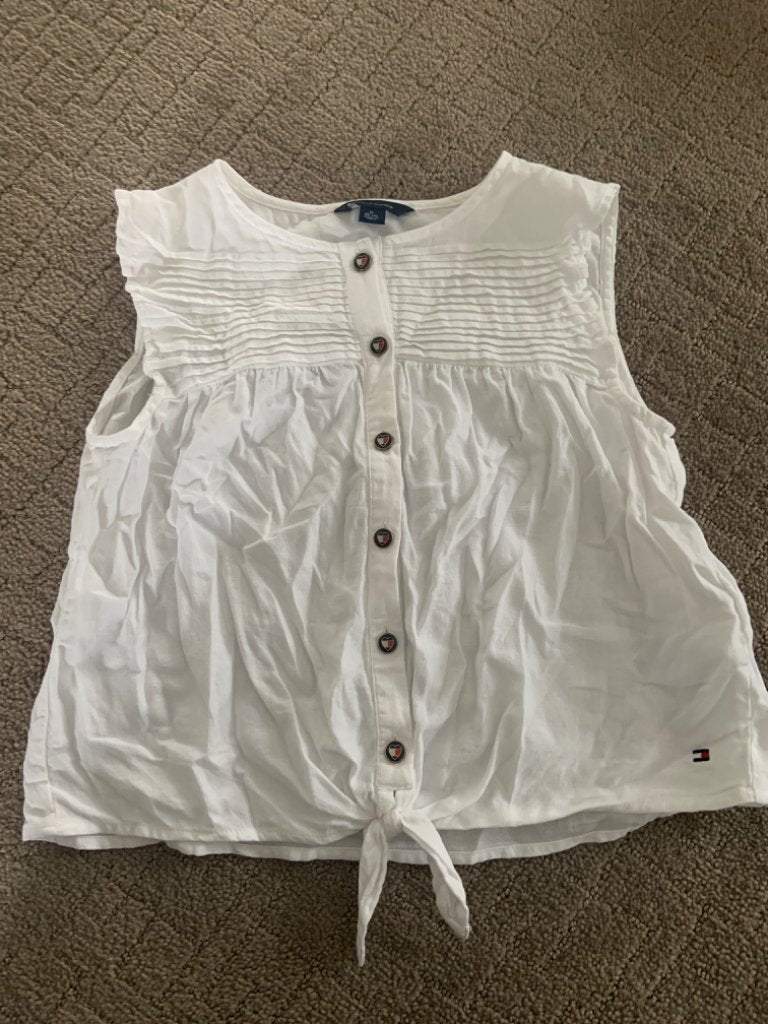 Tommy Hilfiger Size M button up white shirt, Kids 10