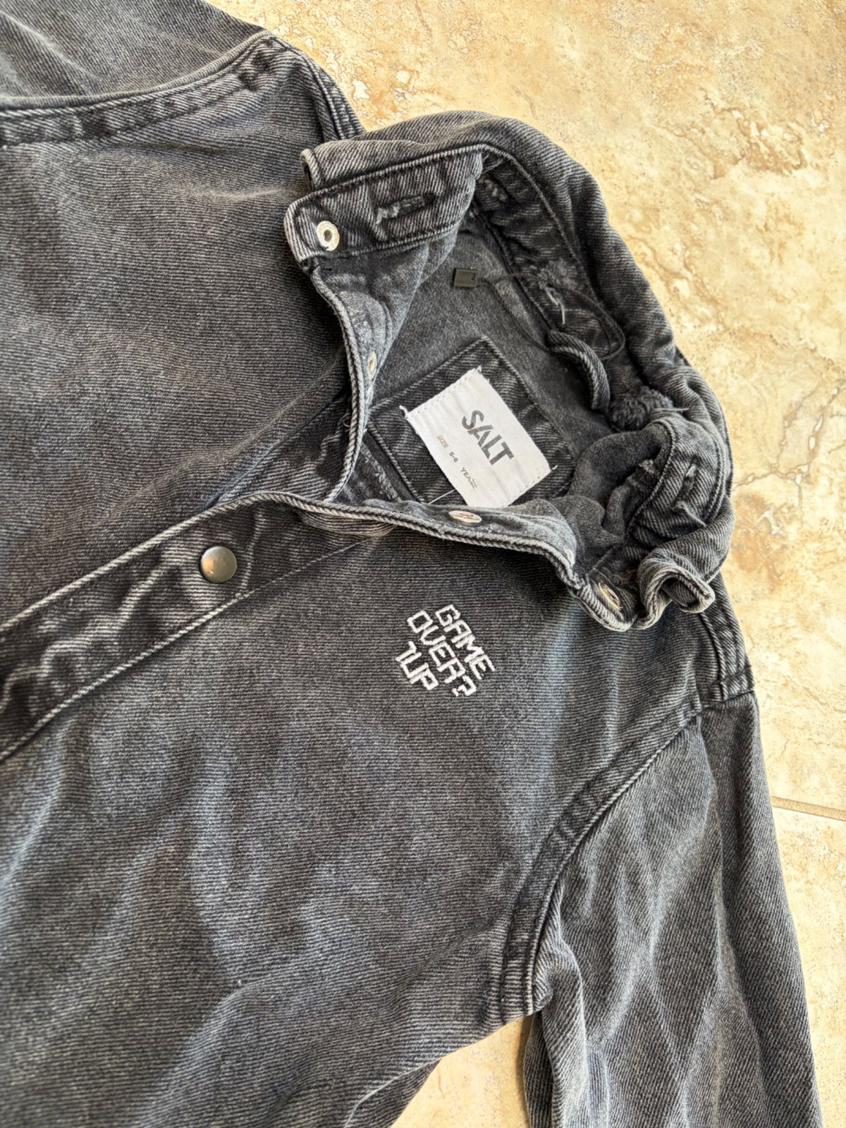 Salt Boys black denim jacket, Kids 6/6X