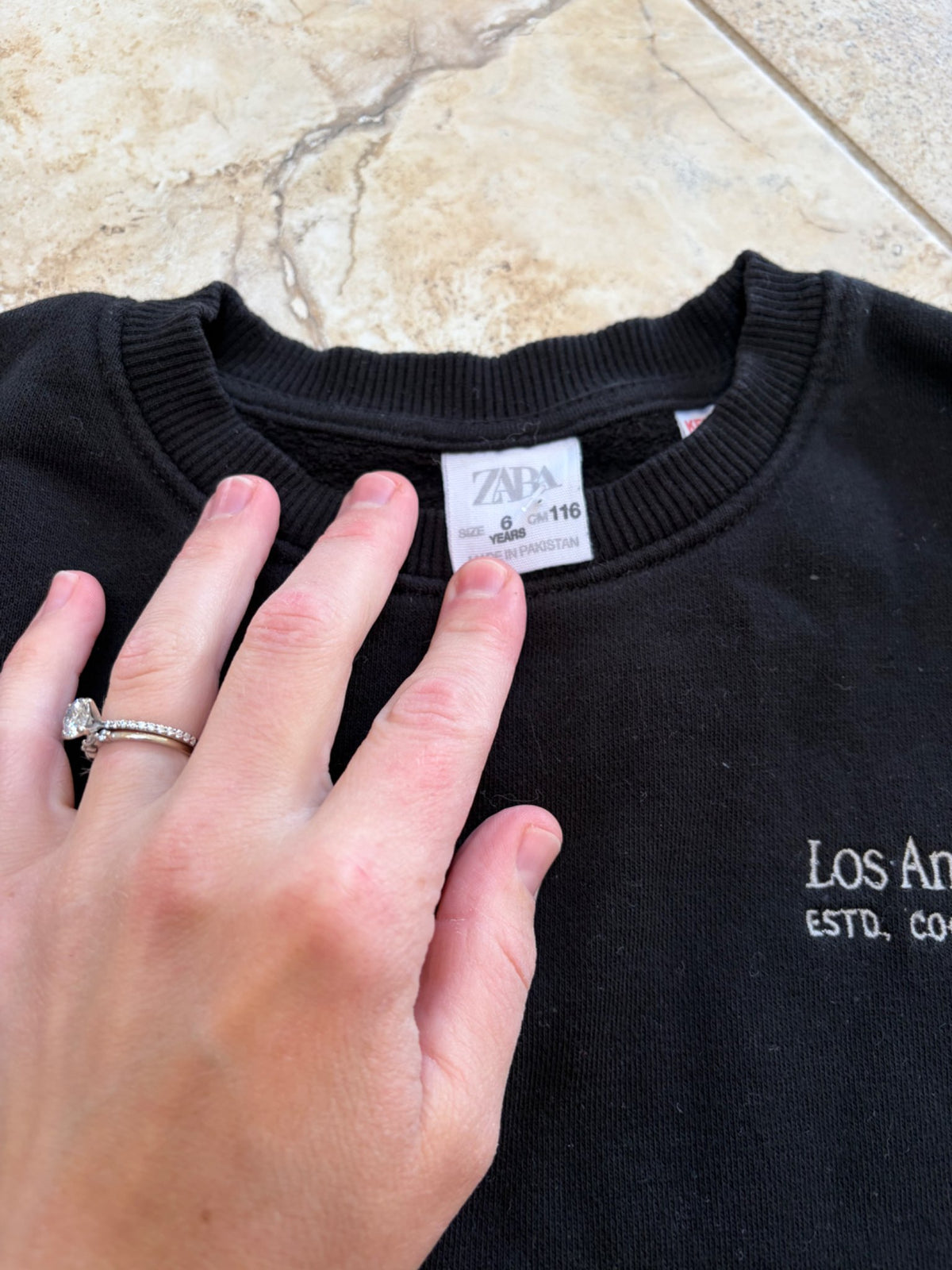Zara black Los Angeles crewneck , Kids 6/6X