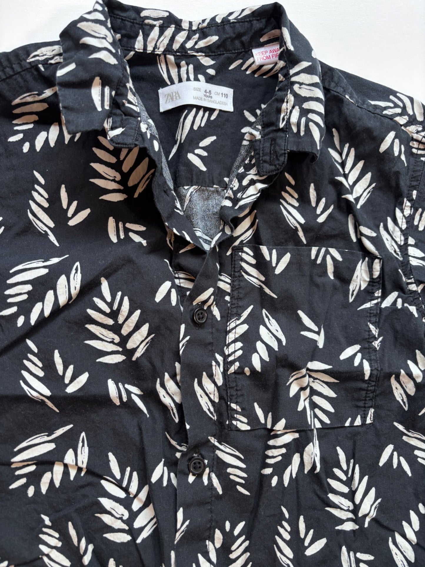 4-5y black button up zara shirt, Kids 4/4T
