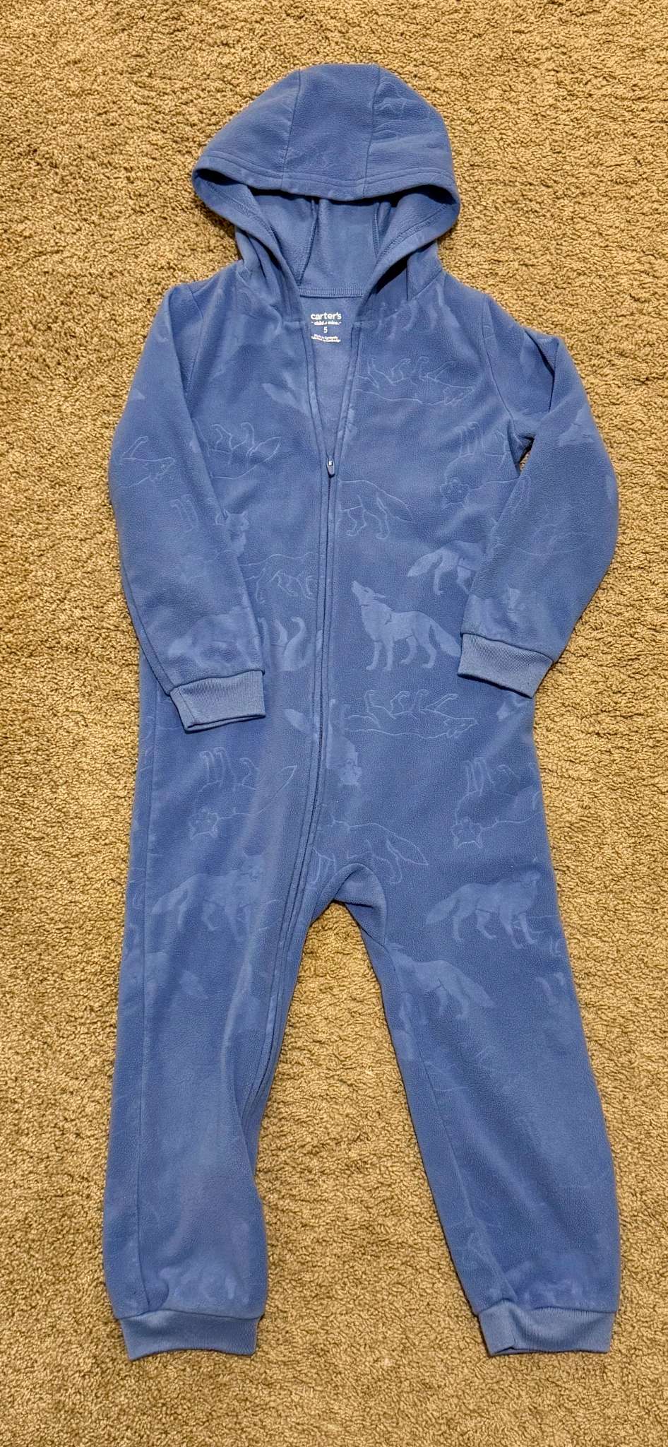 Carter's boy's 1-piece hooded fleece pajama sleeper 5T, Kids 5/5T