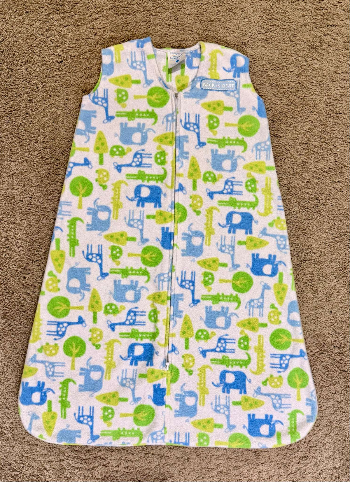 HALO SleepSack Size M (6-12 months). Blue Jungle Pattern, 6-12 Months (Medium)