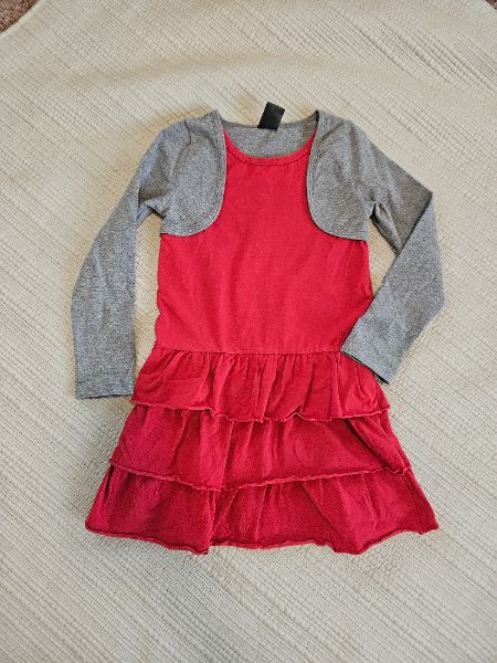 dress, size 4, red/grey, Peekaboo Beans, Kids 4/4T