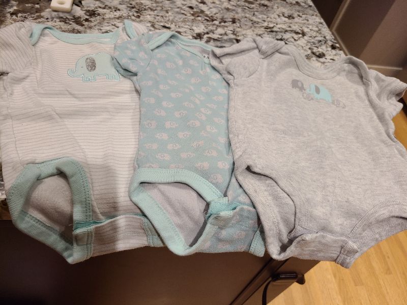 Rocco 3 month onesies with elephants 3pc, Kids 3 Month (0-3M)