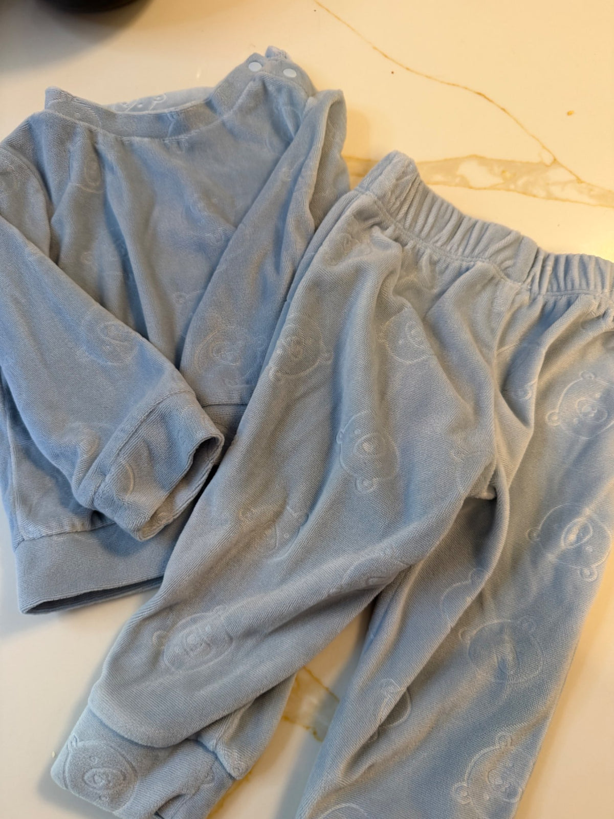 Huggies blue fleece outfit , Kids 9 Month (6-9M)
