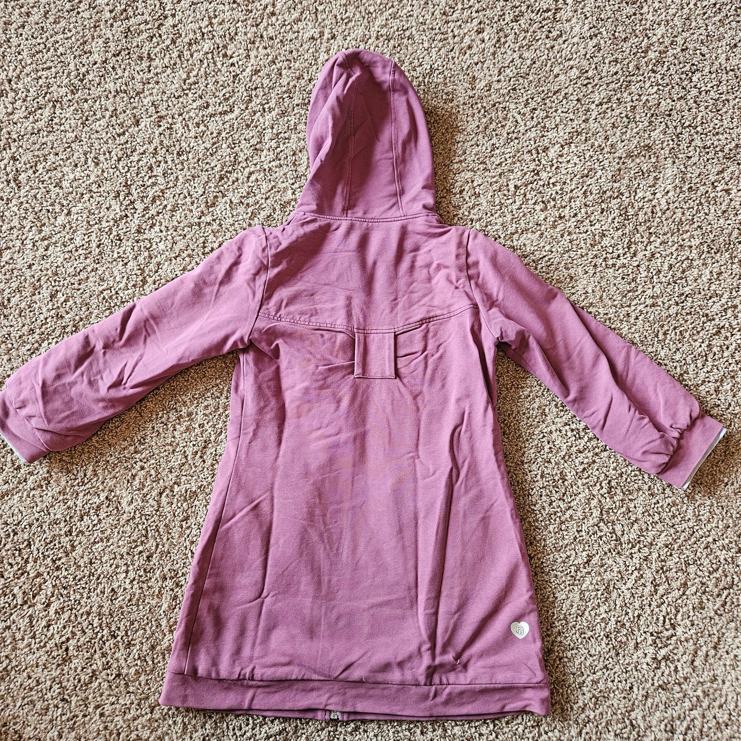 Girls long coat, size 8, purple, peekaboo beans , Kids 7 & 8 (small)
