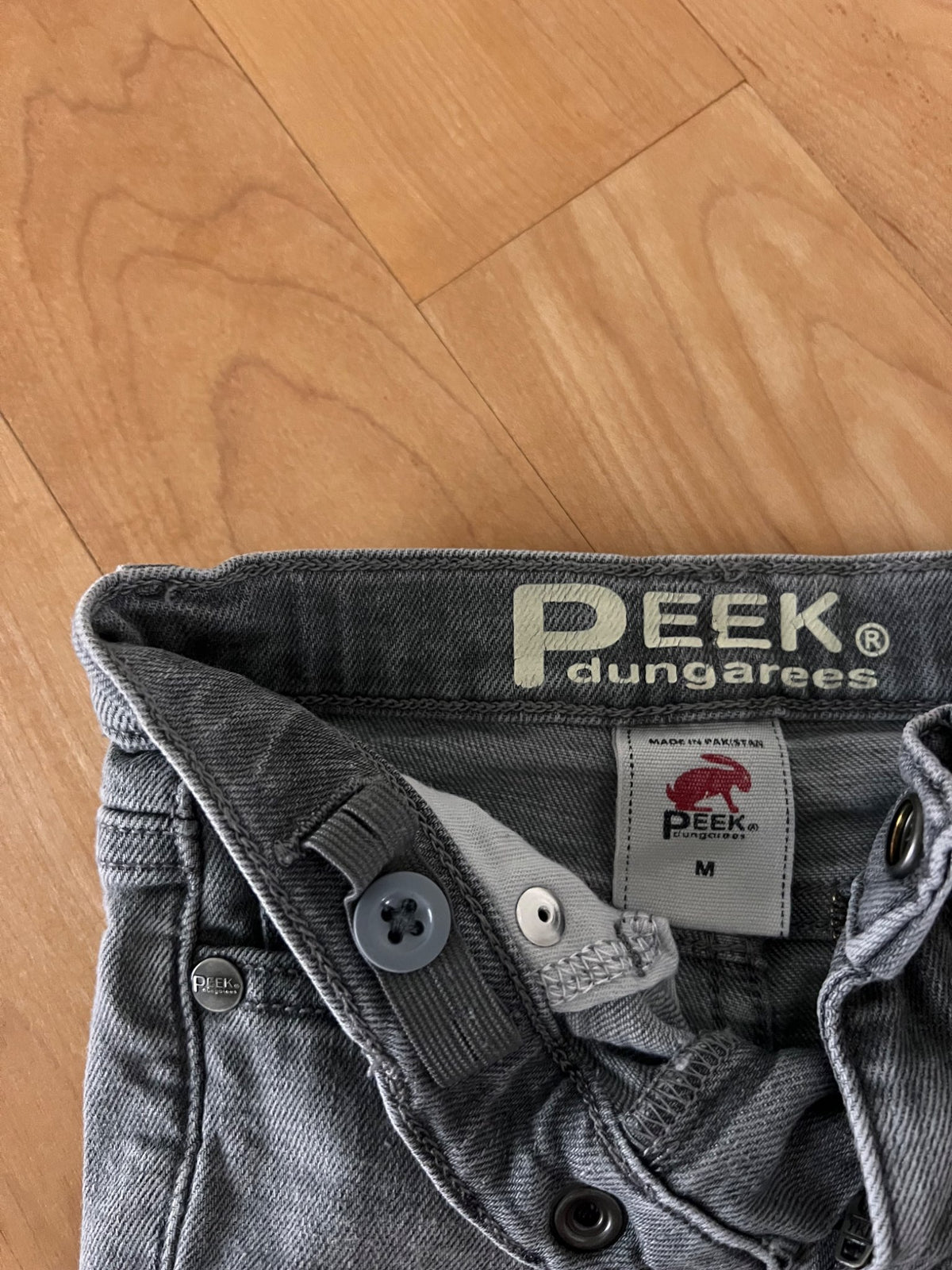Peek Dungarees Grey Denim Jeans 6-12 months , Kids 12 Month (9-12M)
