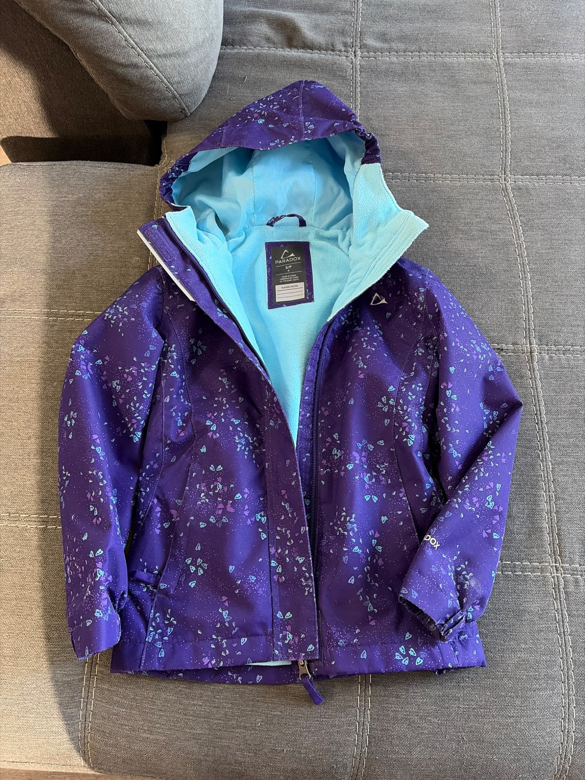 Girls fleece lined rain coat size 6, Kids 6/6X