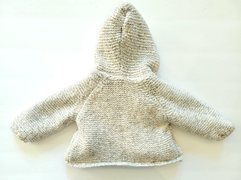 Zara knit sherpa hooded sweater, grey, 3-6 months, like new, Kids 6 Month (3-6M)