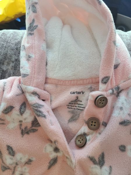 Carters Pink romper with hood size 3 months, Kids 3 Month (0-3M)