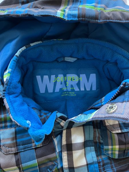Joe Fresh Winter Jacket, Blue Plaid, Size 2, Kids 2T