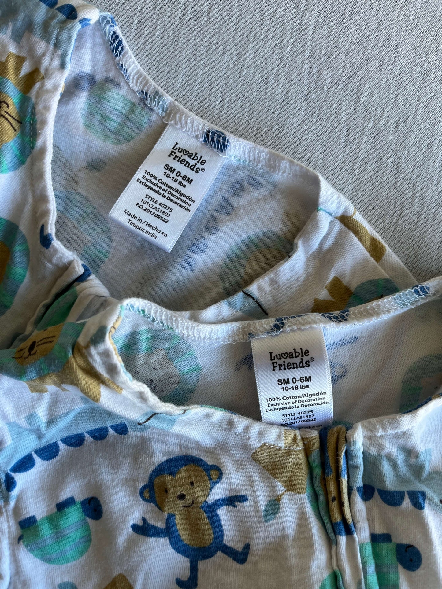 Bundle of Two Small Sleepsacks, Lovable Friends, 0-6 months, 0-6 Months (Small)