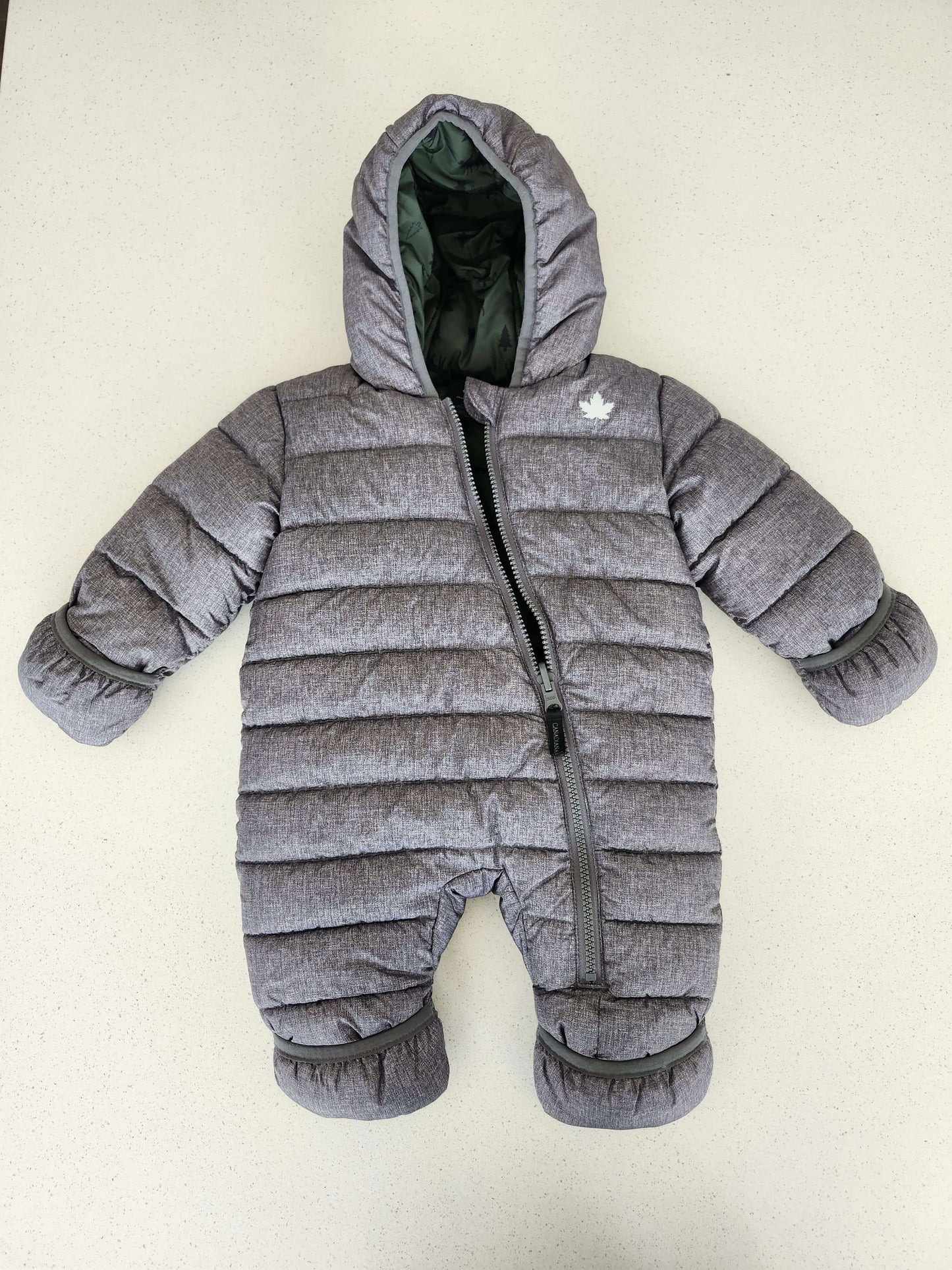 Canadiana snowsuit, grey and green reversible, NWOT, Kids 3 Month (0-3M)