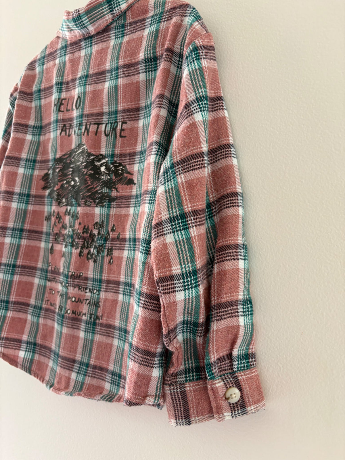 Plaid Zara Button-up "Hello Adventure" (18-24m) , Kids 24 Month (18-24M)