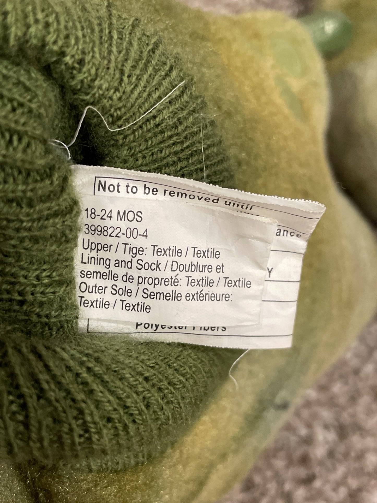 Boys Green Dinosaur Feet Slippers, Size 18-24 mos, Excellent Uses Condition (EUC), Shoes 5.5 (Walkers:12-24 mth)