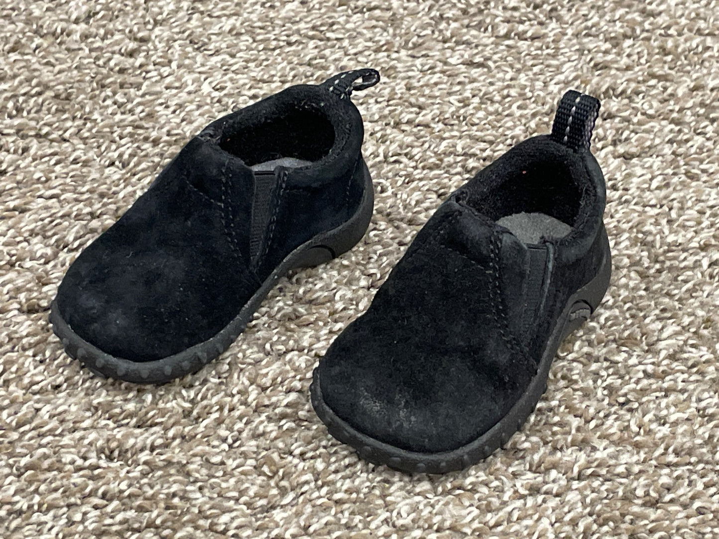 Black Suede Merrell Jungle Moc Jr Slip-On Shoes, Size 3, Very Good Used Condition (VGUC), Shoes 3 (Baby: 0-12 mth)