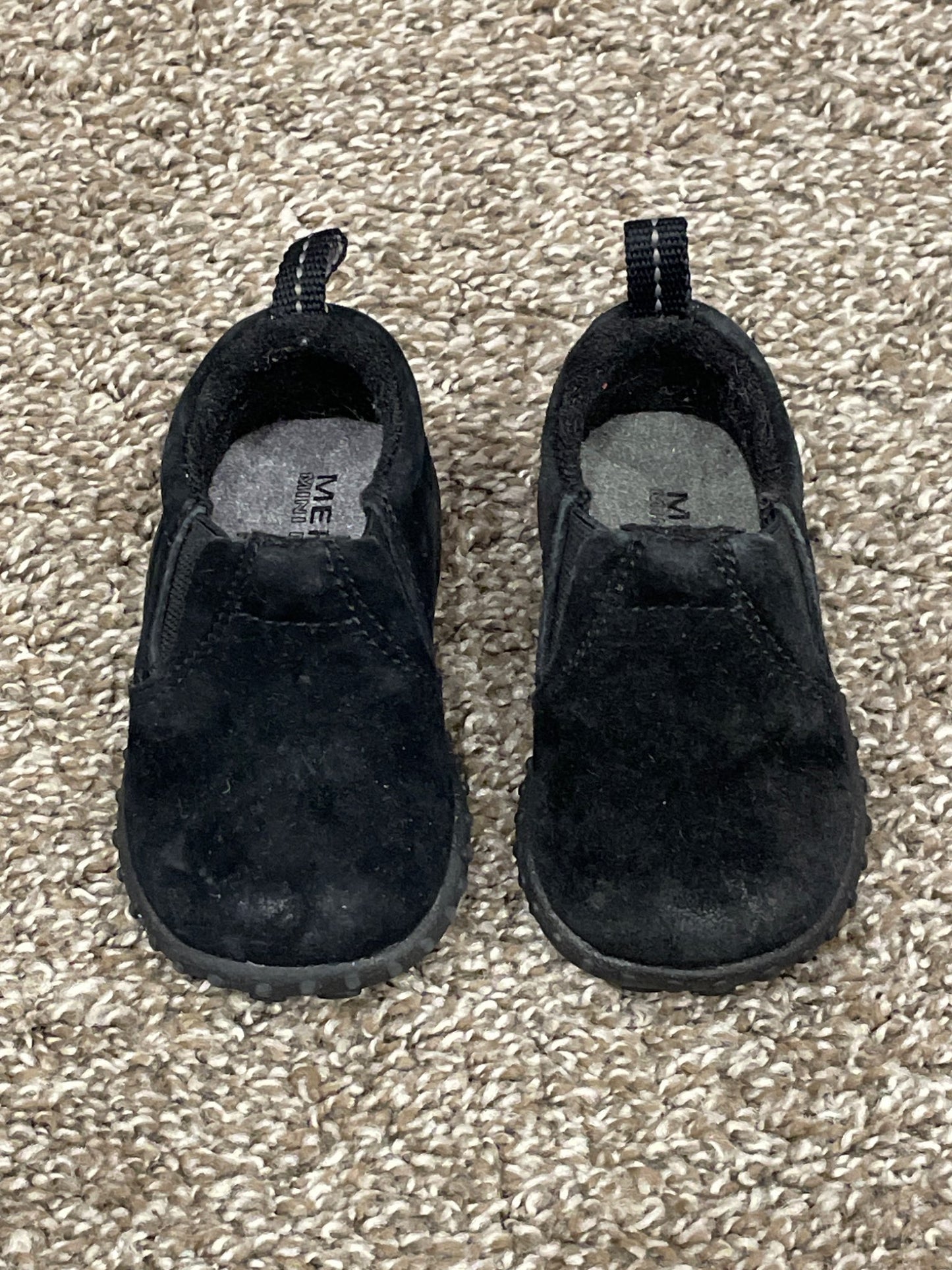 Black Suede Merrell Jungle Moc Jr Slip-On Shoes, Size 3, Very Good Used Condition (VGUC), Shoes 3 (Baby: 0-12 mth)