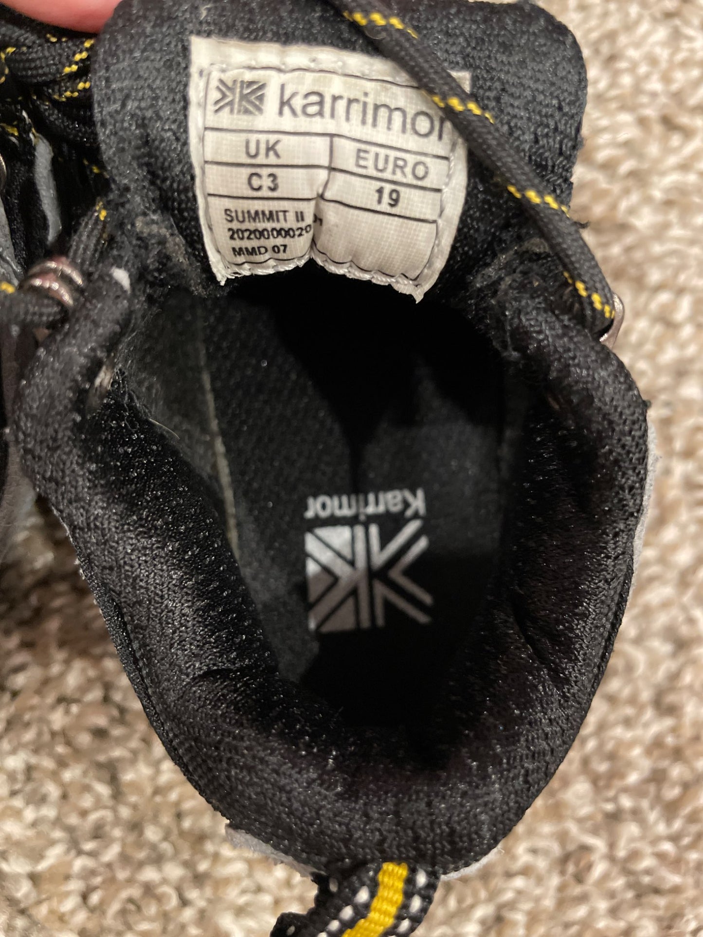 Boys Grey Karrimor Hiking Shoes / Sneakers / Runners, Size 3, Very Good Used Condition (VGUC), Shoes 3 (Baby: 0-12 mth)