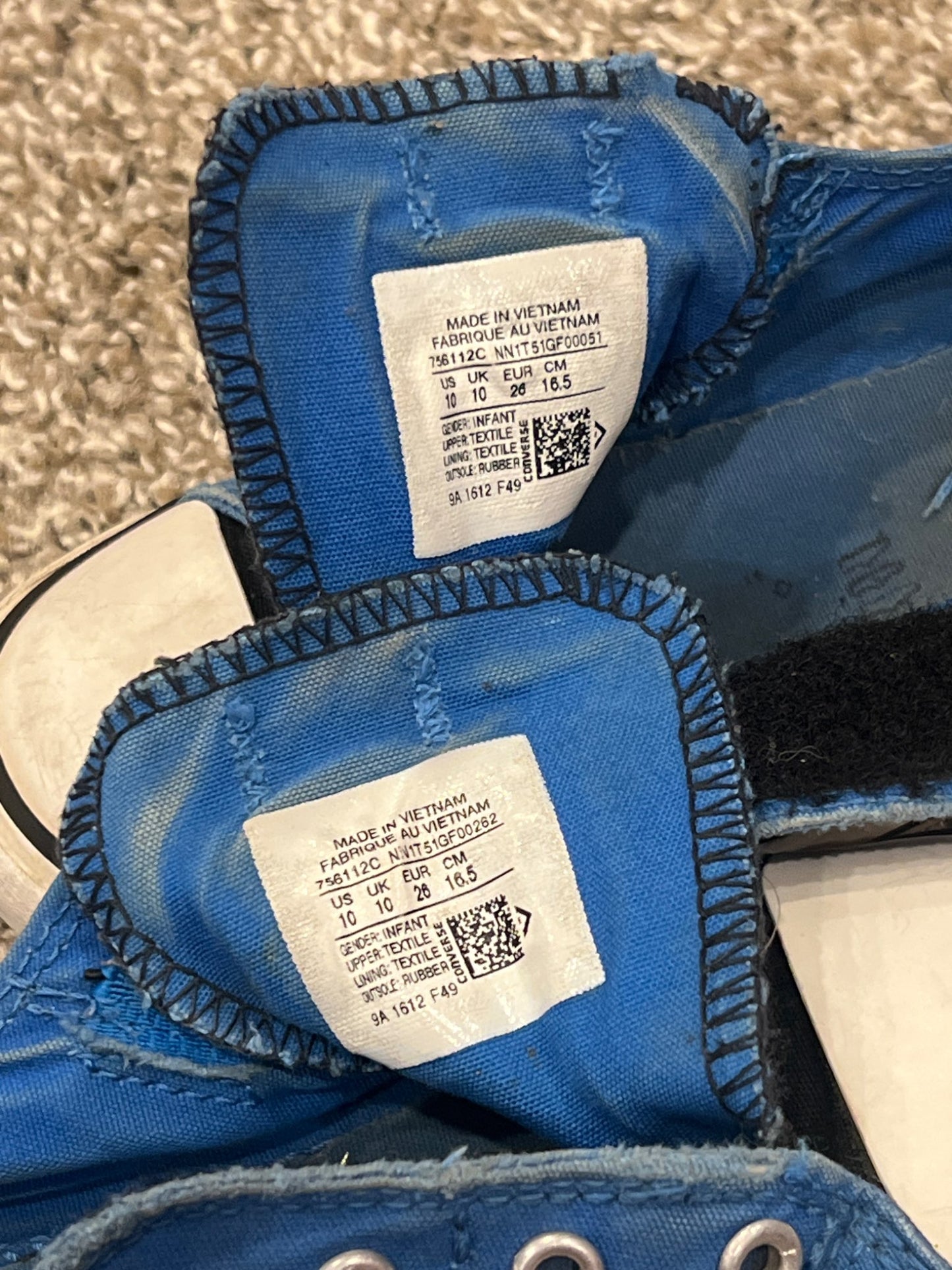 Boys, Blue Velcro Converse Shoes, size 10, VGUC, Shoes 10 (Toddler:2-4yr)