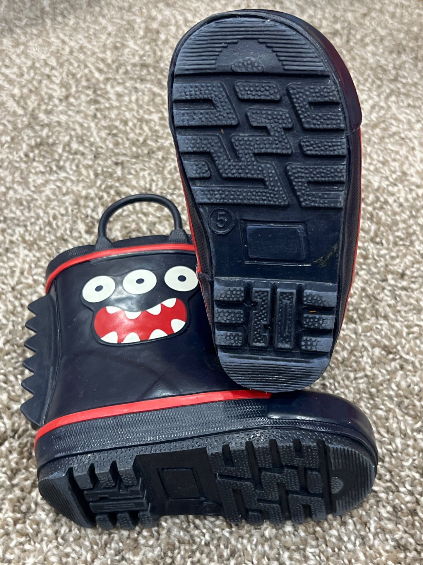 Toddler Boys, Monster, Lined Rubber Boots, size 5, EUC, Shoes 5 (Walkers:12-24 mth)