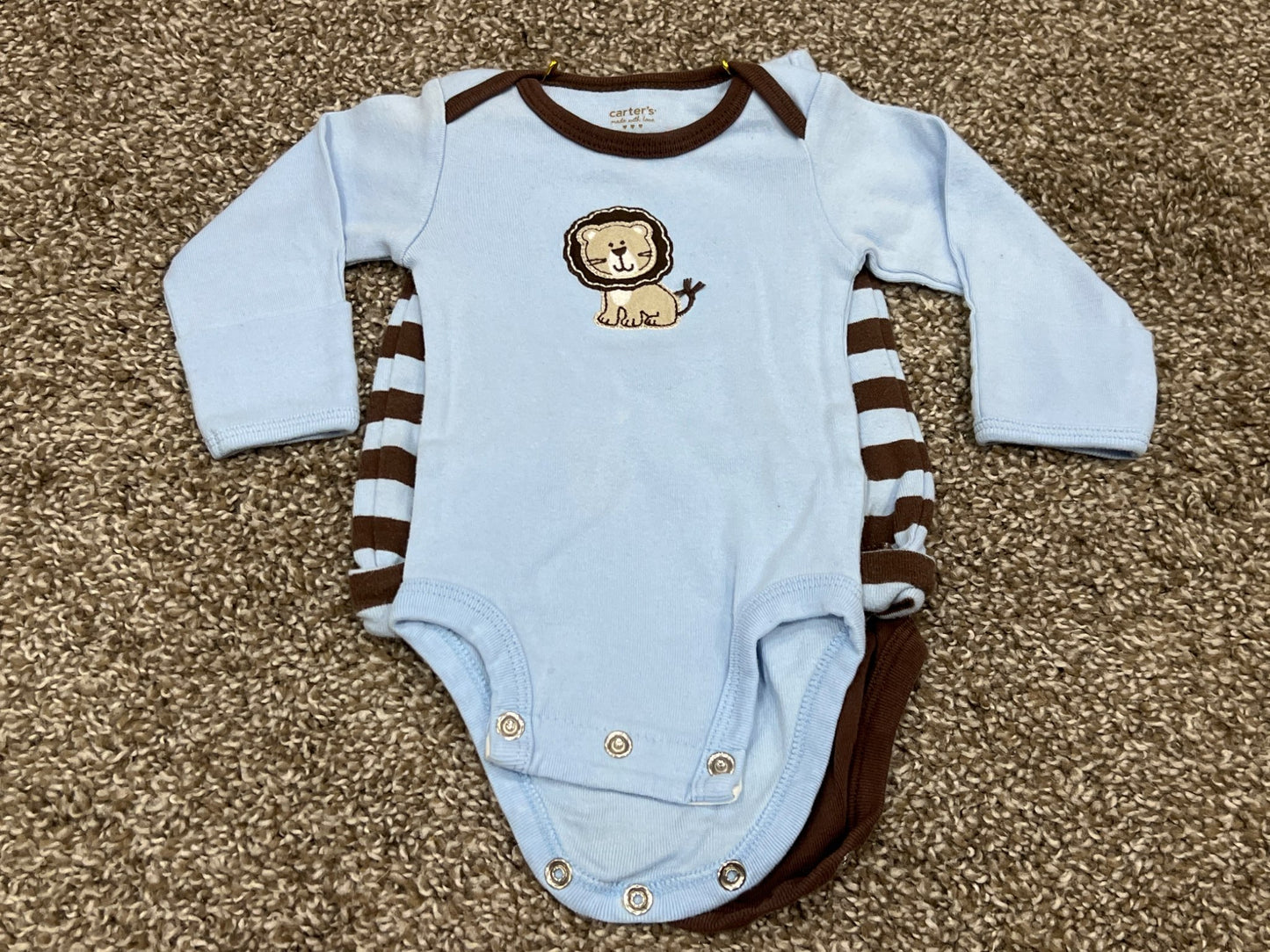 Carter’s, baby blue/brown Newborn 3-pc Outfit, fits 5-8lbs, VGUC, Kids Newborn