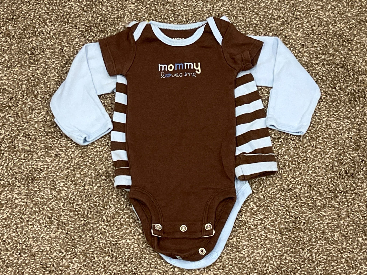 Carter’s, baby blue/brown Newborn 3-pc Outfit, fits 5-8lbs, VGUC, Kids Newborn