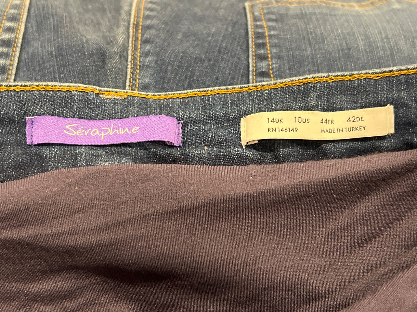 Seraphine Maternity, Denim Blue Jeans, size 10, VGUC, MSRP ~$100, Maternity M (8-10)