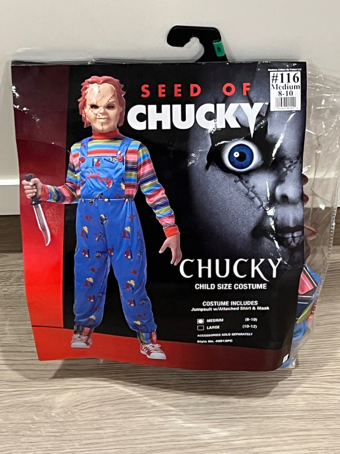 Chucky Halloween Costume, size 8-10, VGUC, MSRP $39.99, Kids 8