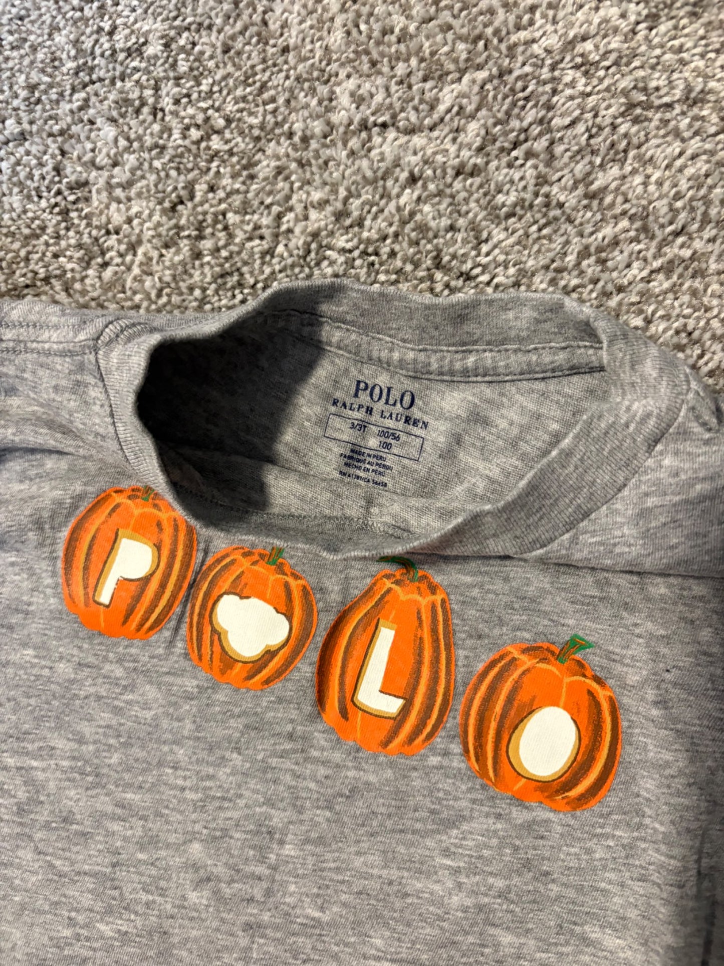 3T Polo Ralph Lauren Pumpkin Halloween long-sleeve T-shirt. MSRP $40+, Kids 3T