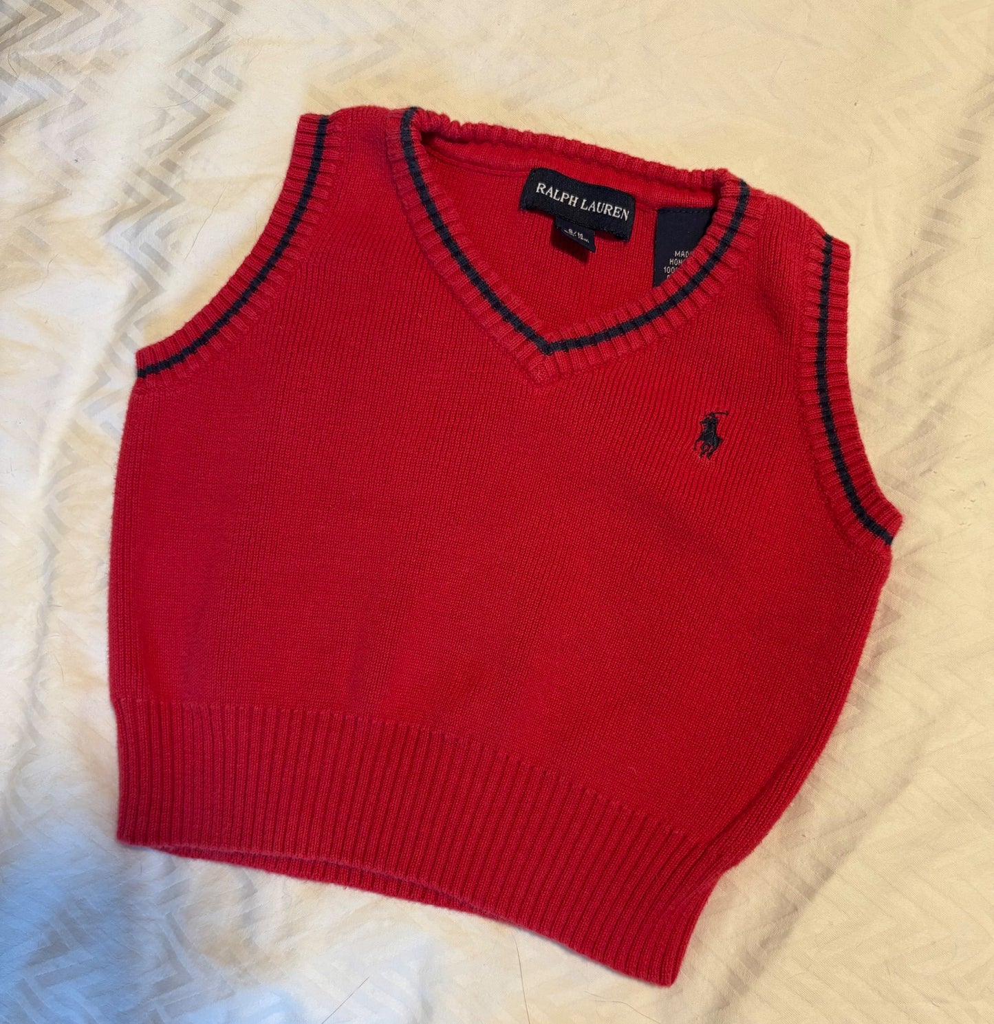 Ralph Lauren Red Sweater Vest 3-12 M , Kids 9 Month (6-9M)
