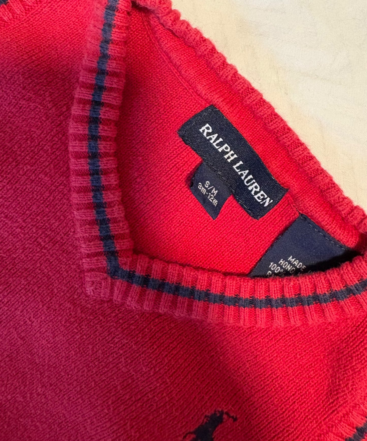 Ralph Lauren Red Sweater Vest 3-12 M , Kids 9 Month (6-9M)