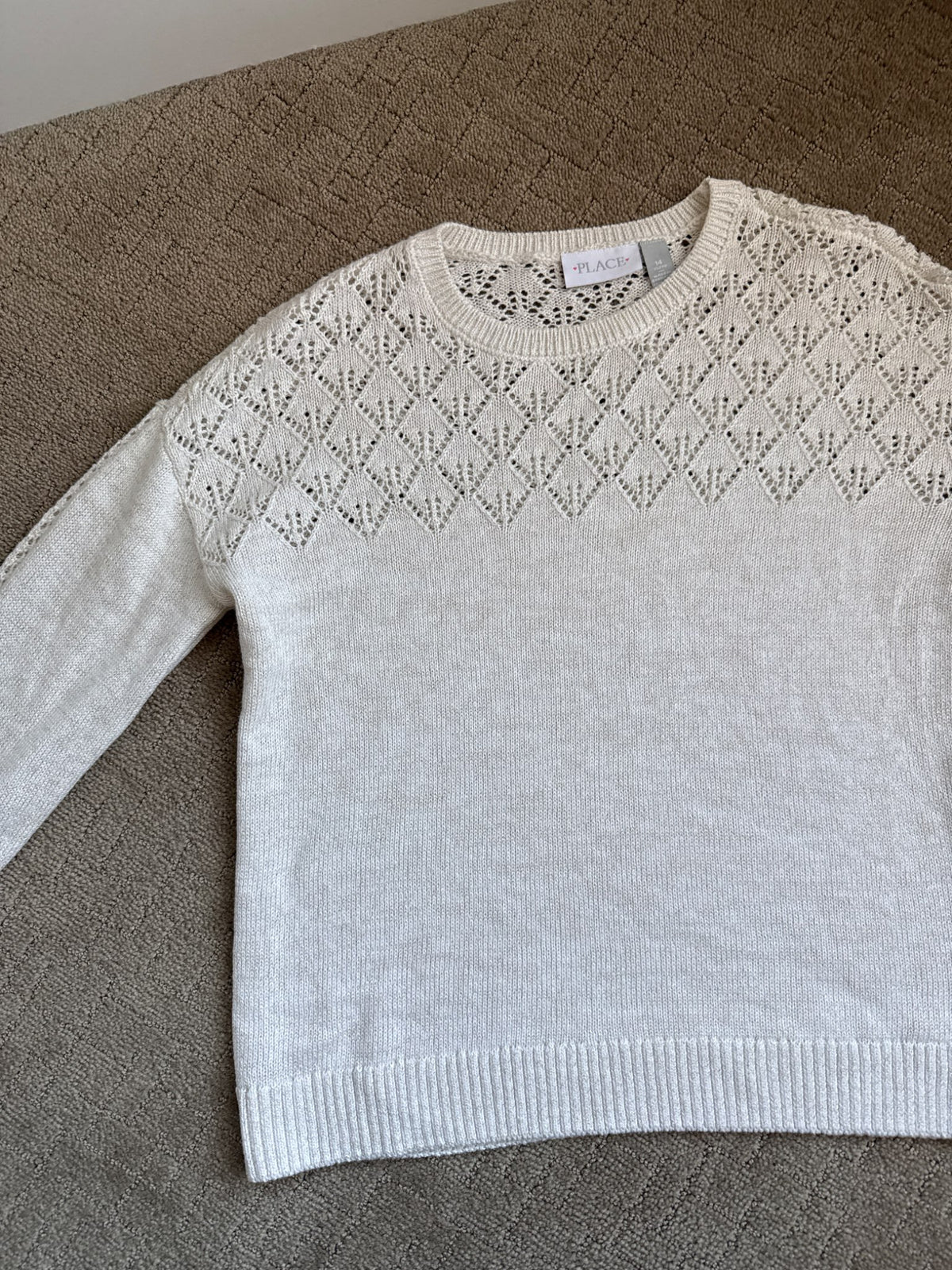 Children’s place size 14 cream gold sweater, Kids 14