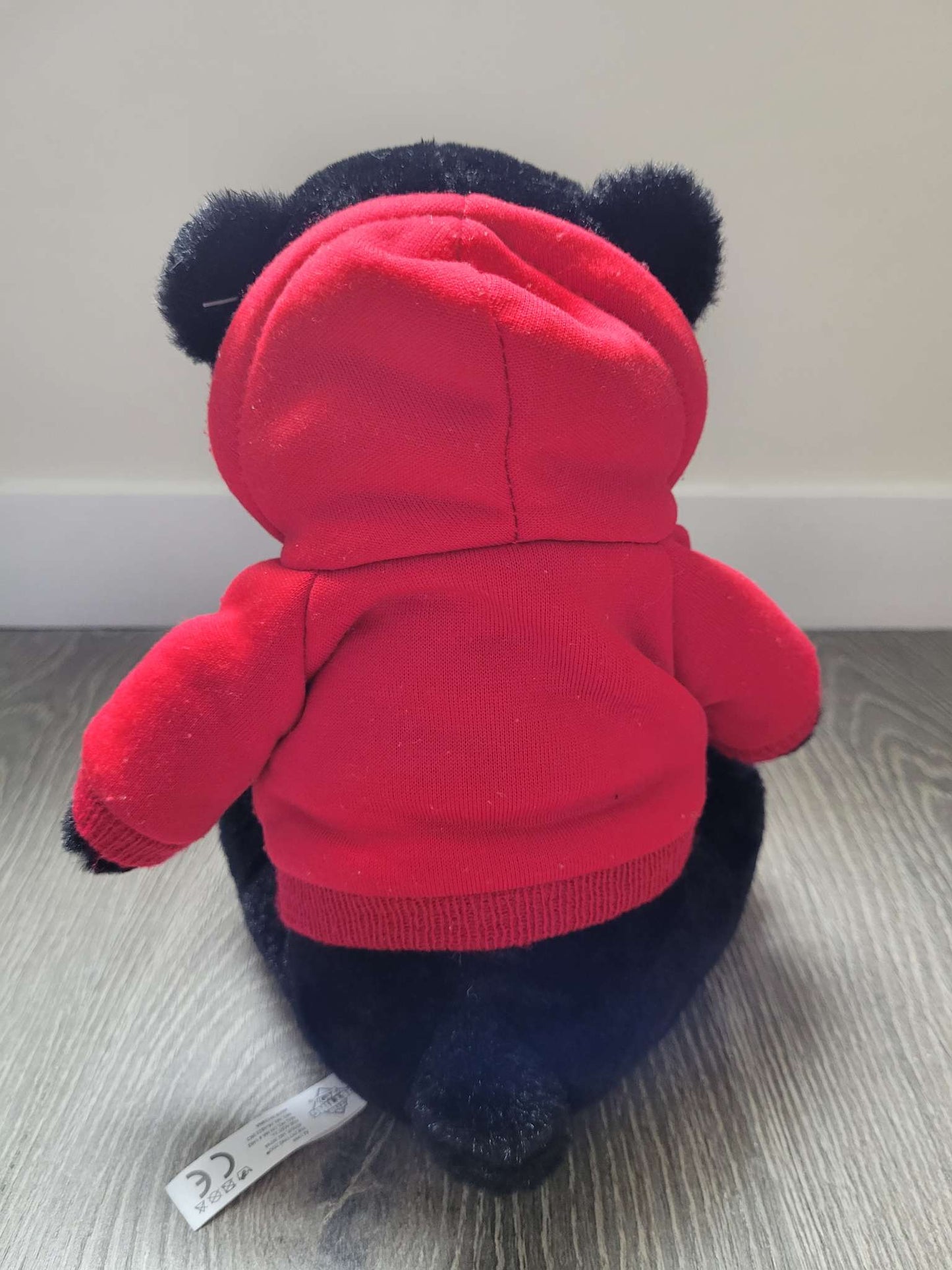 Black Bear Stuffed Animal with Red Hoodie
