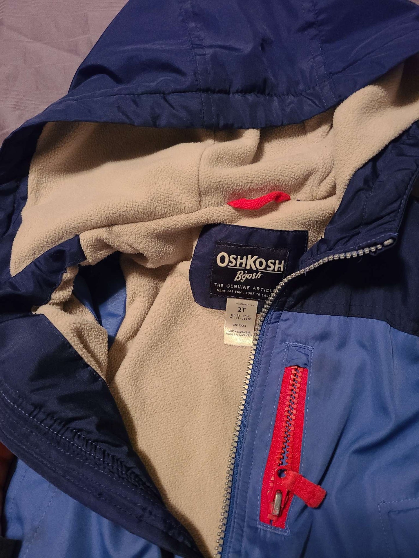 Osh kosh 2T windbreaker with lining, Kids 2T