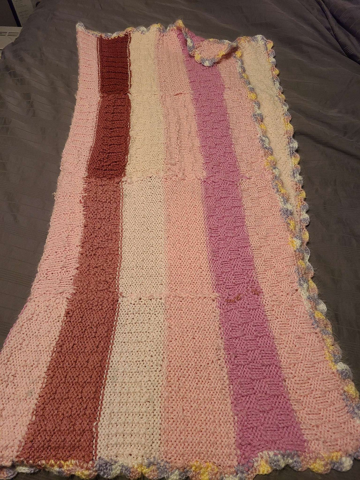 Homemade knitted baby blanket