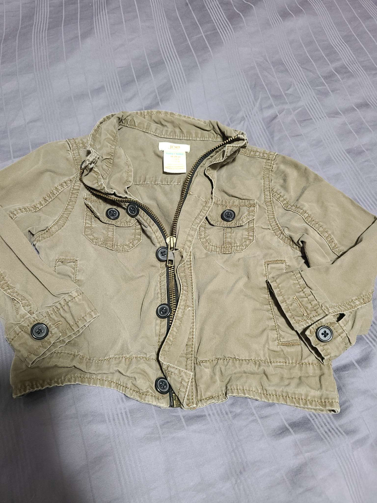 Joe fresh 18 to 24 m9nth brown zip up shirt , Kids 24 Month (18-24M)