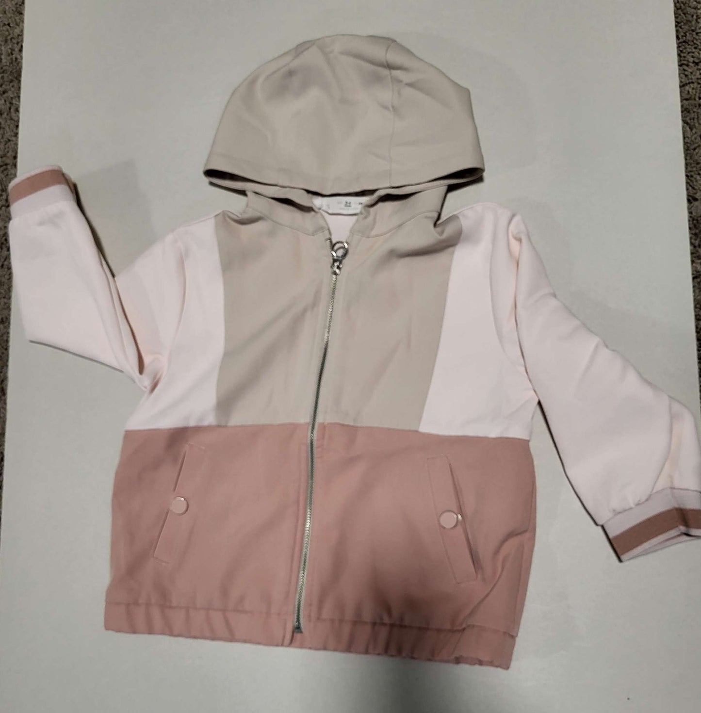 Zara beige/pink/rose light zip-up hoodie, Kids 3T