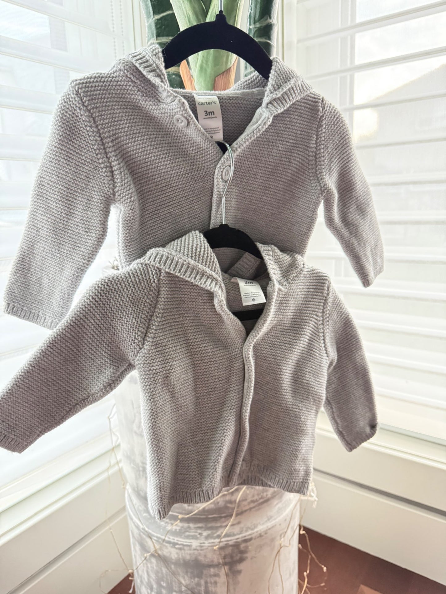 2 cute knit sweaters with hood (3 mos) , Kids 3 Month (0-3M)