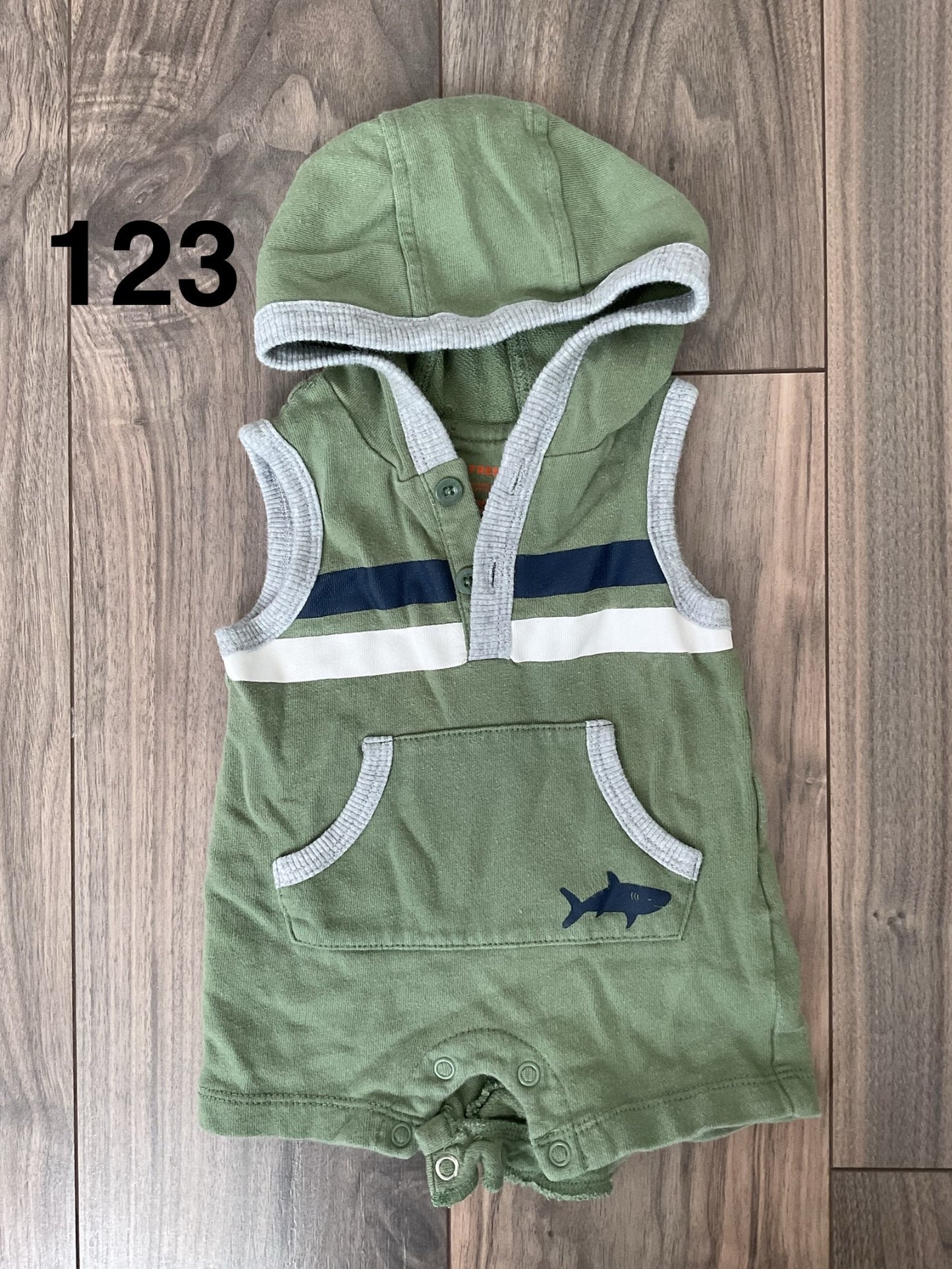 Green Hooded Summer Romper 0-3 Months, Kids 3 Month (0-3M)