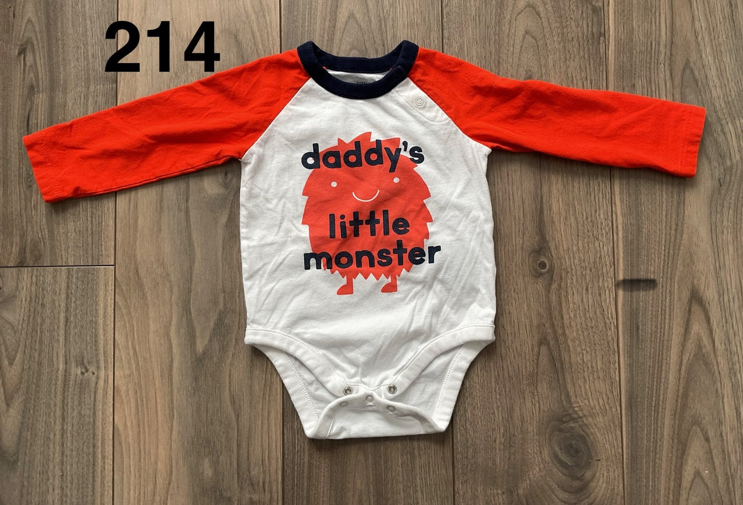 Orange Daddy’s Little Monster Onesie 6-12 Months , Kids 9 Month (6-9M)