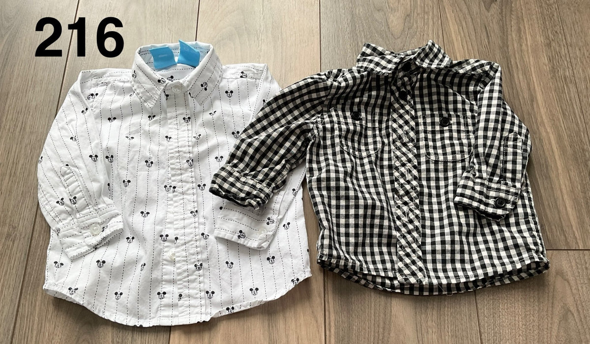 Black and White Check, Mickey Mouse Dress Shirts 0-3 Months , Kids 6 Month (3-6M)