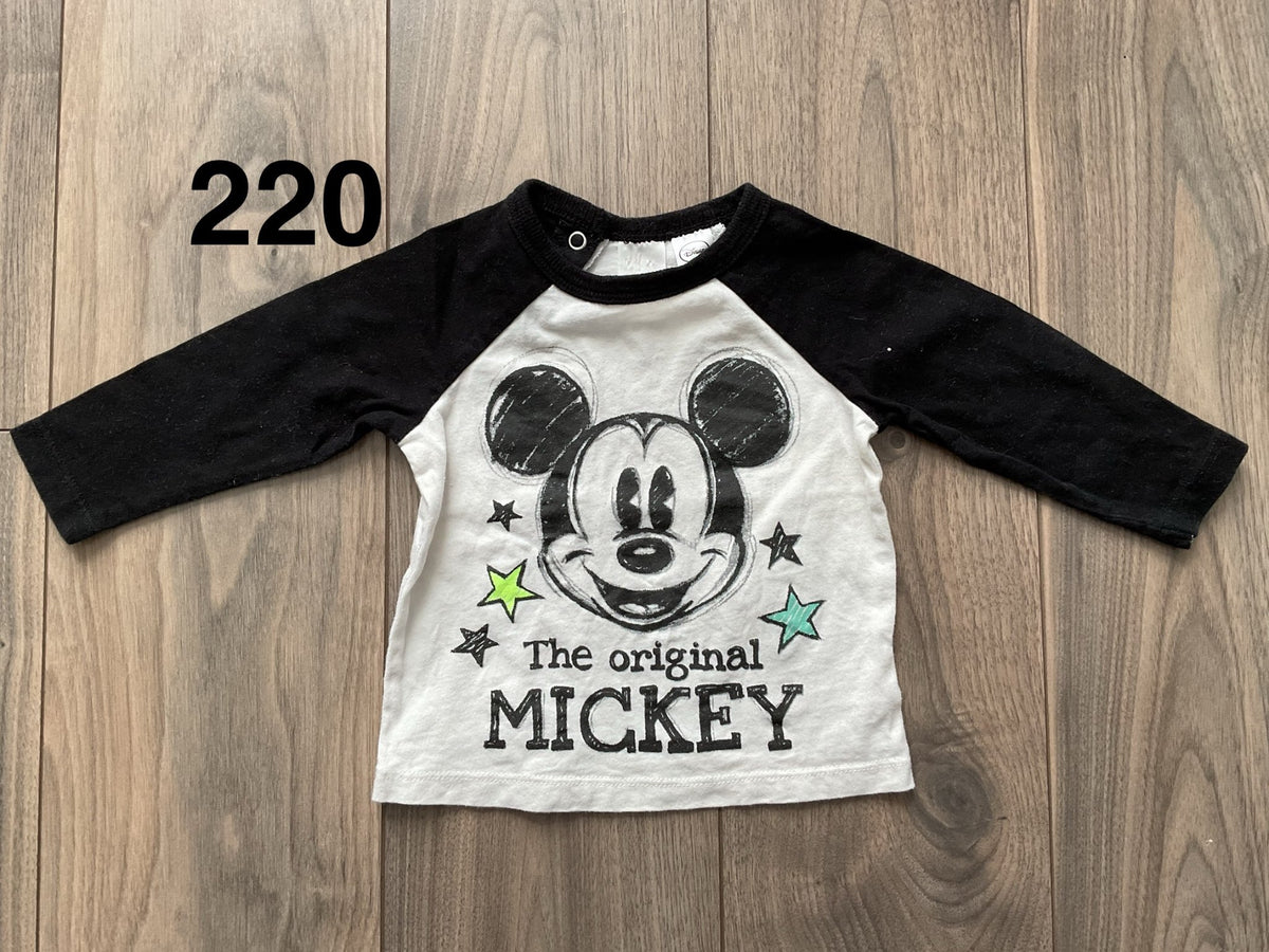 Mickey Mouse Black and White Raglan 4-6 Months , Kids 6 Month (3-6M)