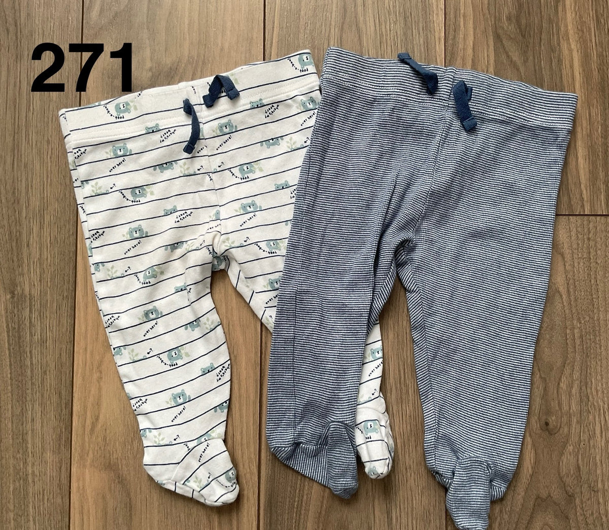 Baby boy Footed Pants Blue and White 3-6 Months , Kids 6 Month (3-6M)