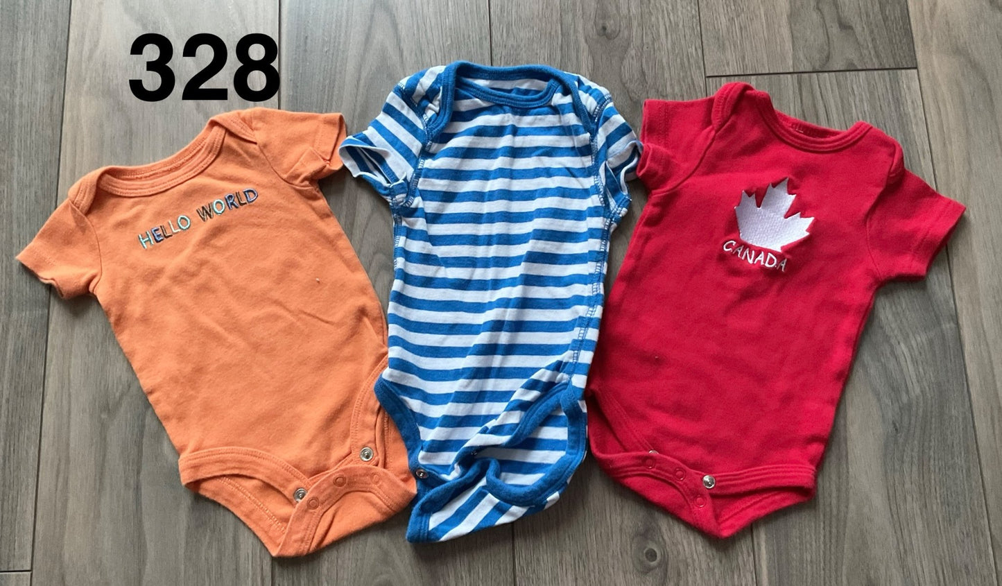 Baby Boys Onesies 3 Months Orange, Red Blue and White Stripes, Kids 3 Month (0-3M)